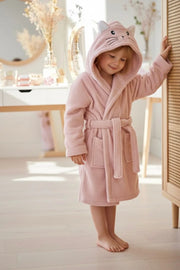 Cute Rabbit Hooded Kids Bathrobe – Pink Terry (Ages 4, 6, & 8)