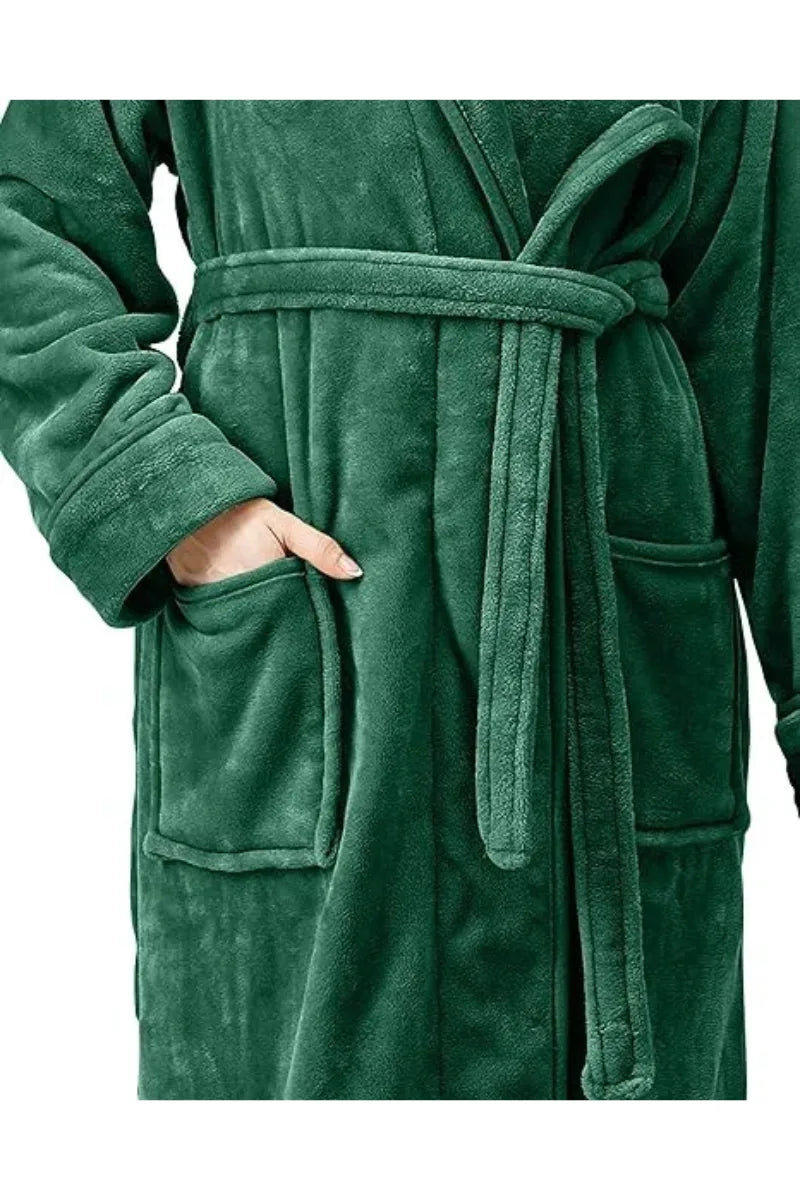 Premium Plush Serenity Fleece Bathrobe – Long Shawl Collar