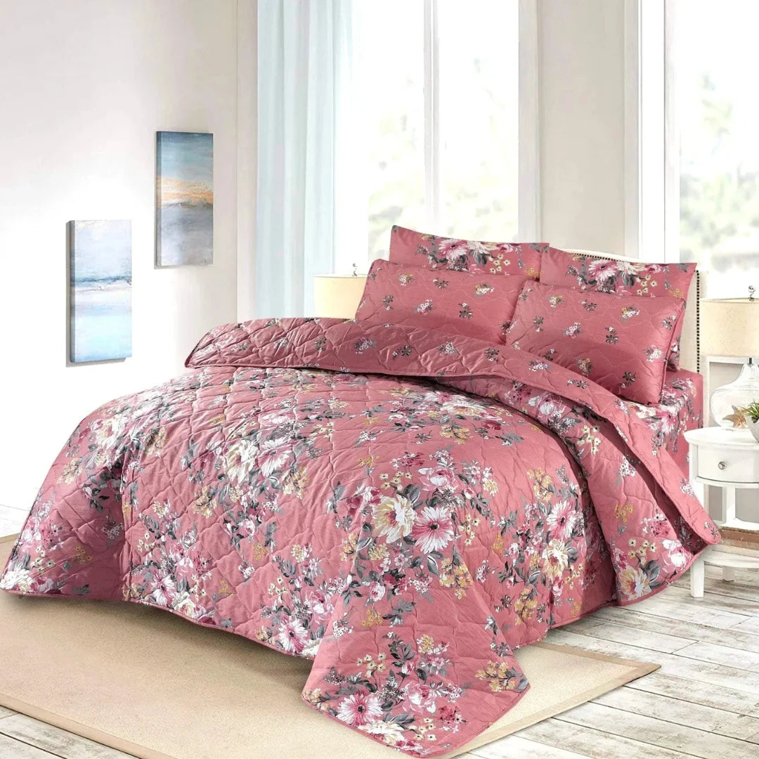 Signature Pink Cotton Comforter Set – 7 Pieces