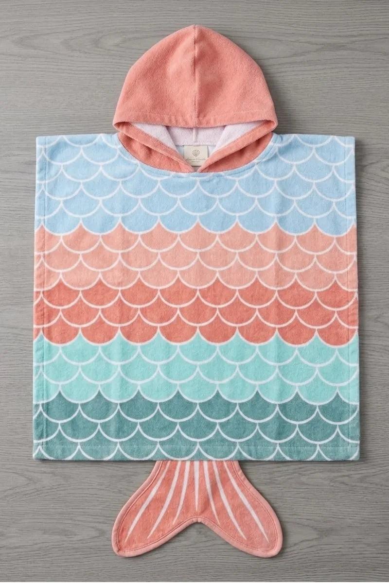 Beach & Surf Hooded Kids Poncho – Floral Biscus for 2-3 years