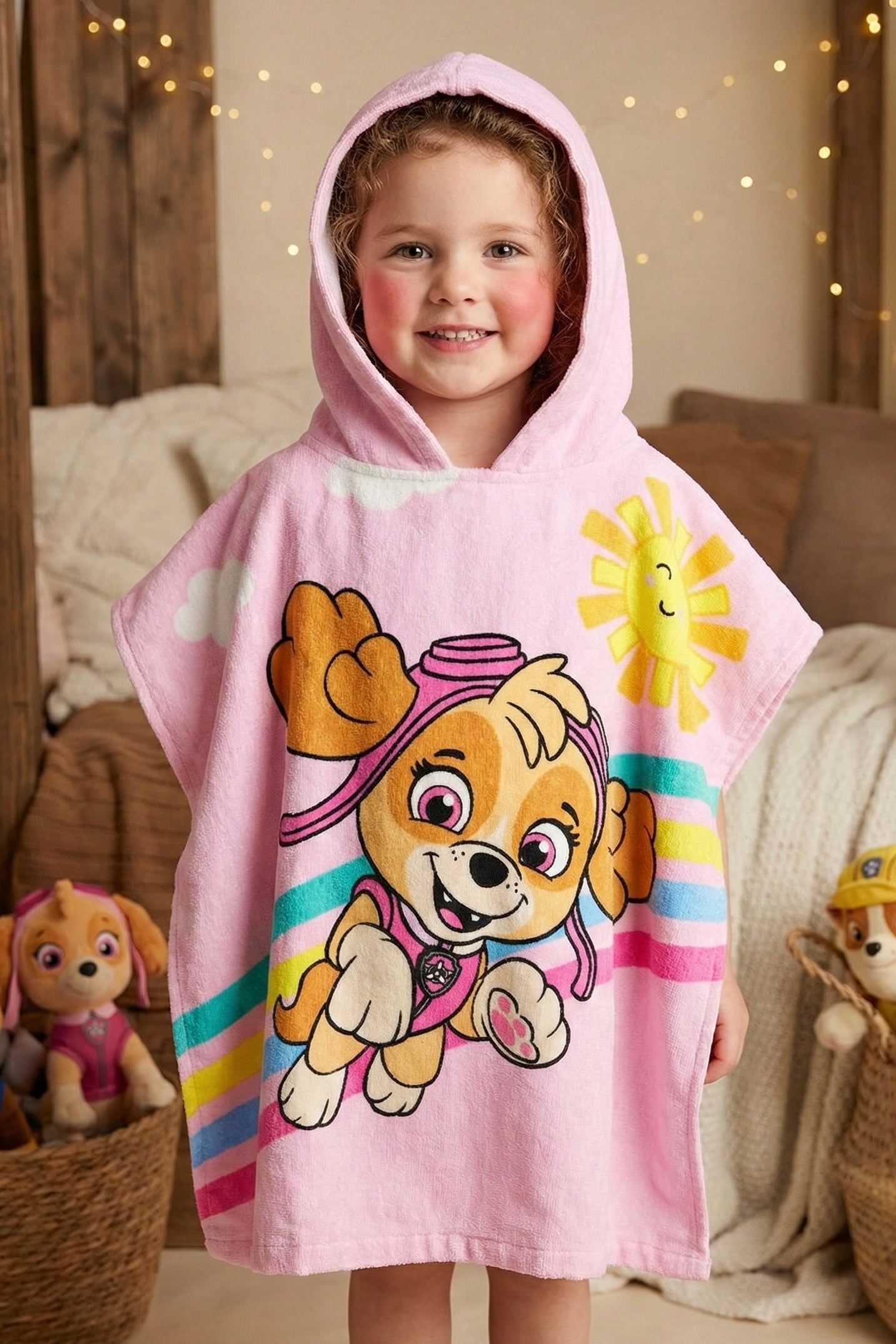 Paw petrol girl Premium Cotton Kids Ponchu – Quick Dry & Super Absorbent