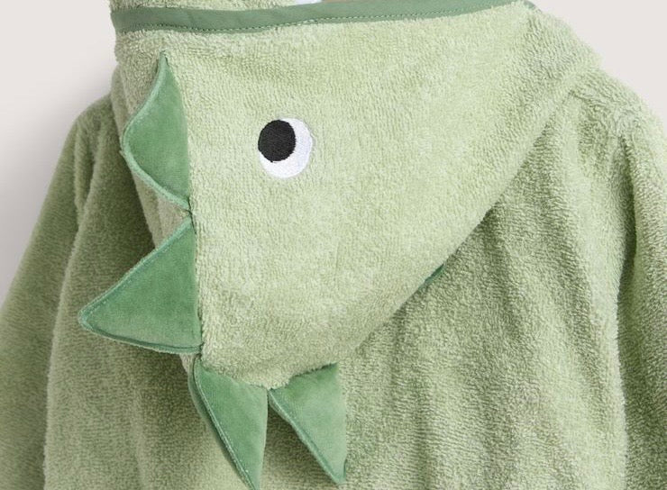 Green dino Kids Bathrobe – Soft & Cozy | For Kids Aged 4-8 Years