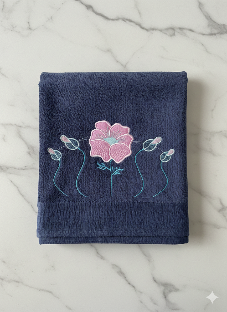 Navy Velvet Embroedry Towel pack of 2 | 30x60 inches | Embroedry set SALE