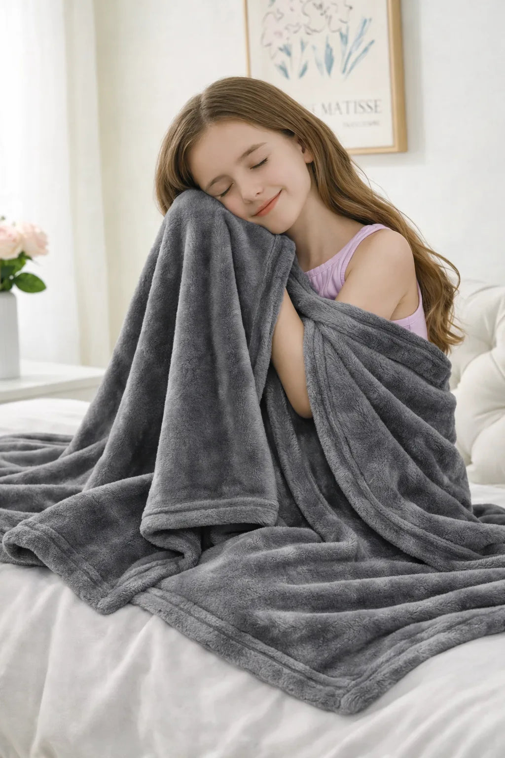 Premium Kids Plush Blanket Gray – 30 x 40 Inches