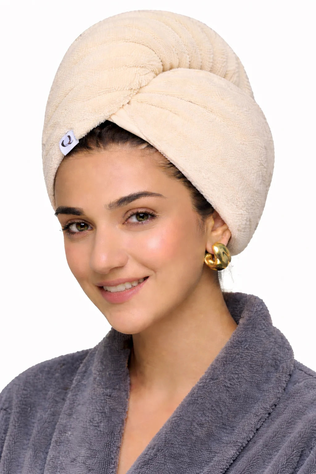 Terry Cotton Hair Turban Towel | Fast Drying, Soft & Comfortable Fit