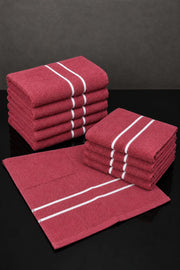 Dusty Rose Striped 6-Piece Hand Towel Set