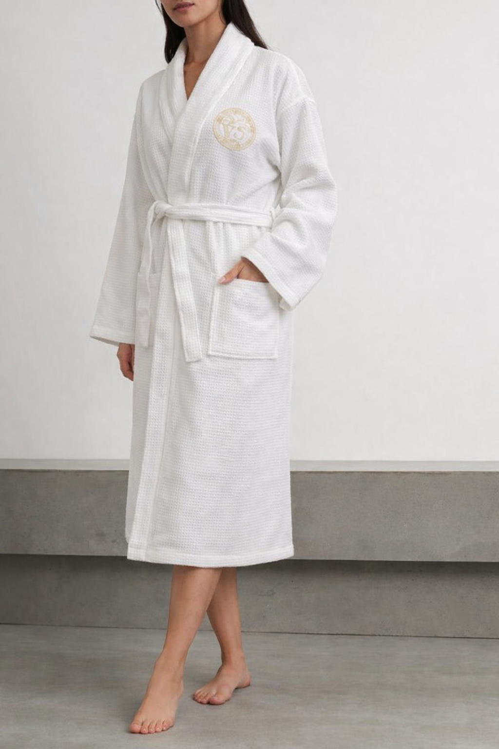 Luxury White Versace Waffle Bathrobe – Designer Unisex Robe