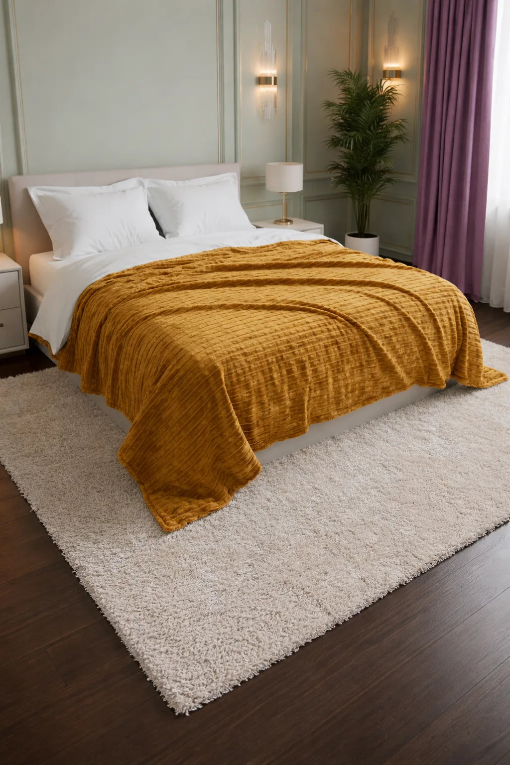 Luxurious Camel  Embossed Blanket | Coral AC Fleece