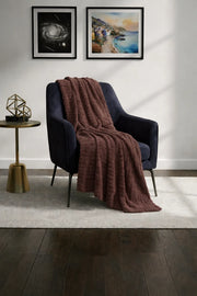 Luxurious Brown  Embossed Blanket | Coral AC Fleece