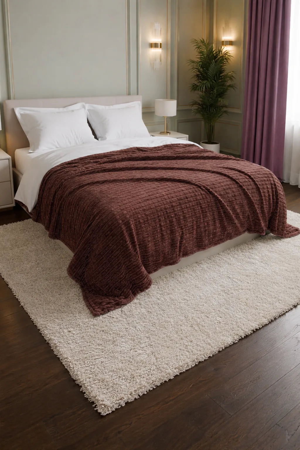 Luxurious Brown  Embossed Blanket | Coral AC Fleece