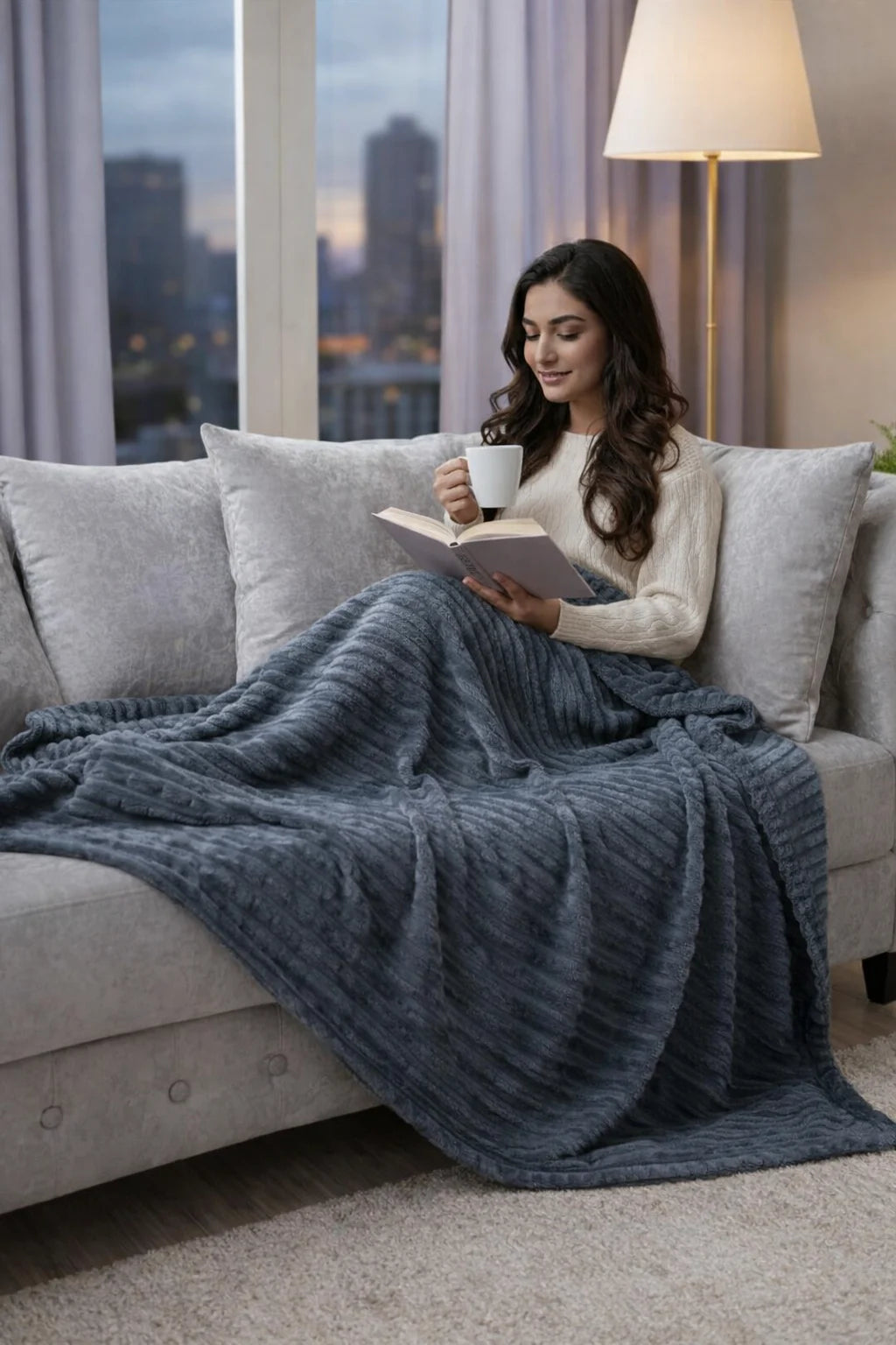 Luxurious Sky Embossed Blanket | Coral AC Fleece