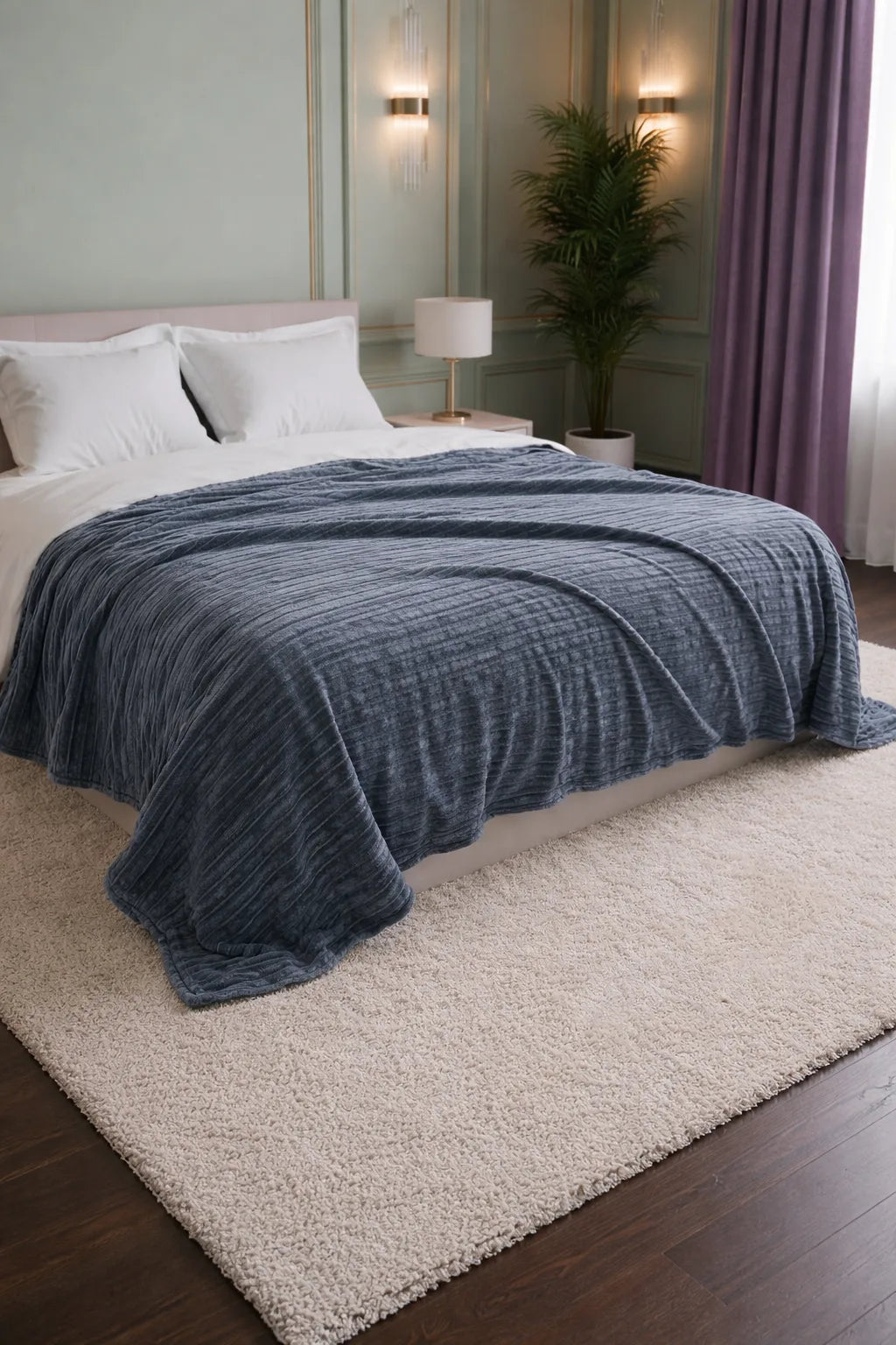 Luxurious Sky Embossed Blanket | Coral AC Fleece