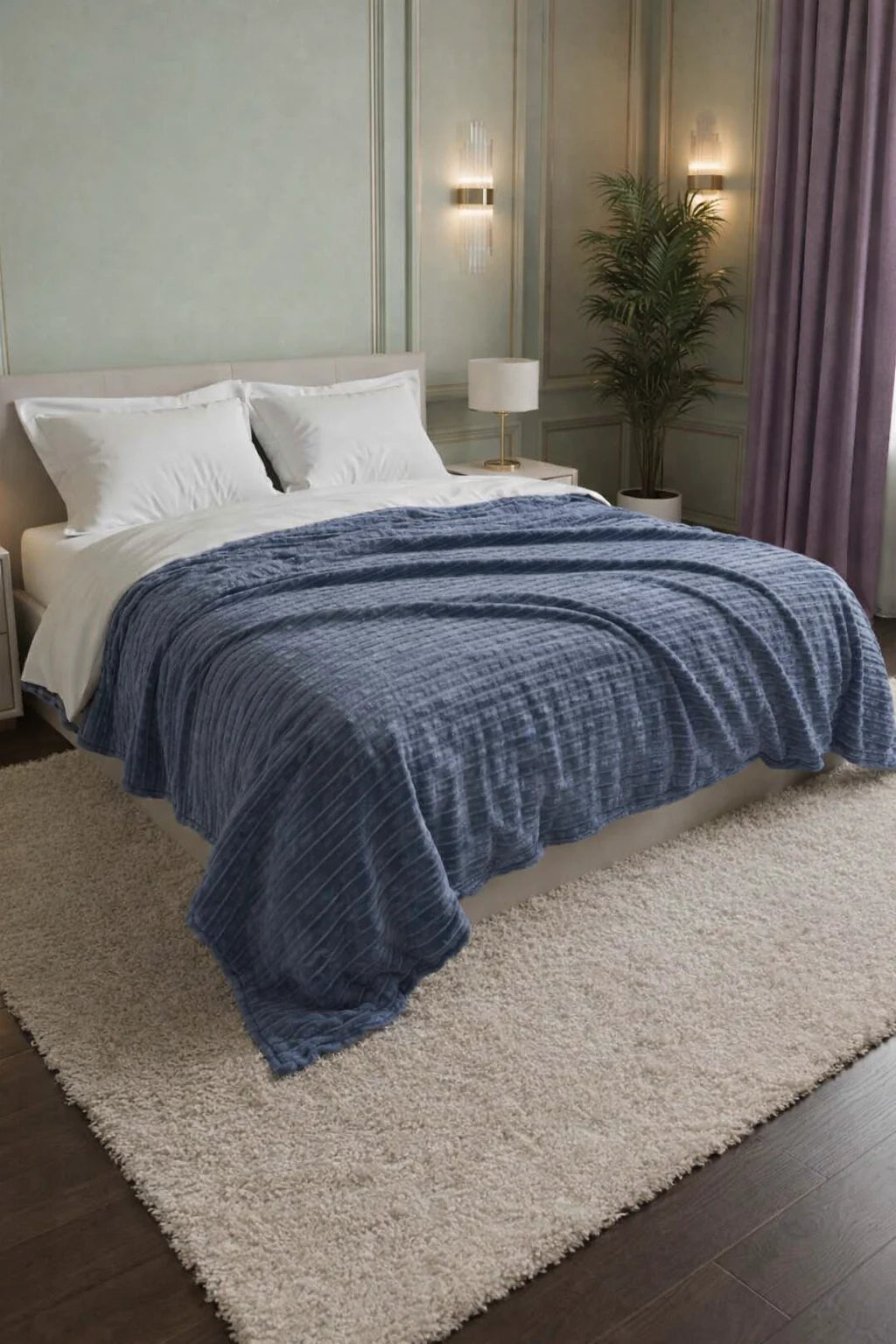Luxurious Grey Embossed Blanket | Coral AC Fleece