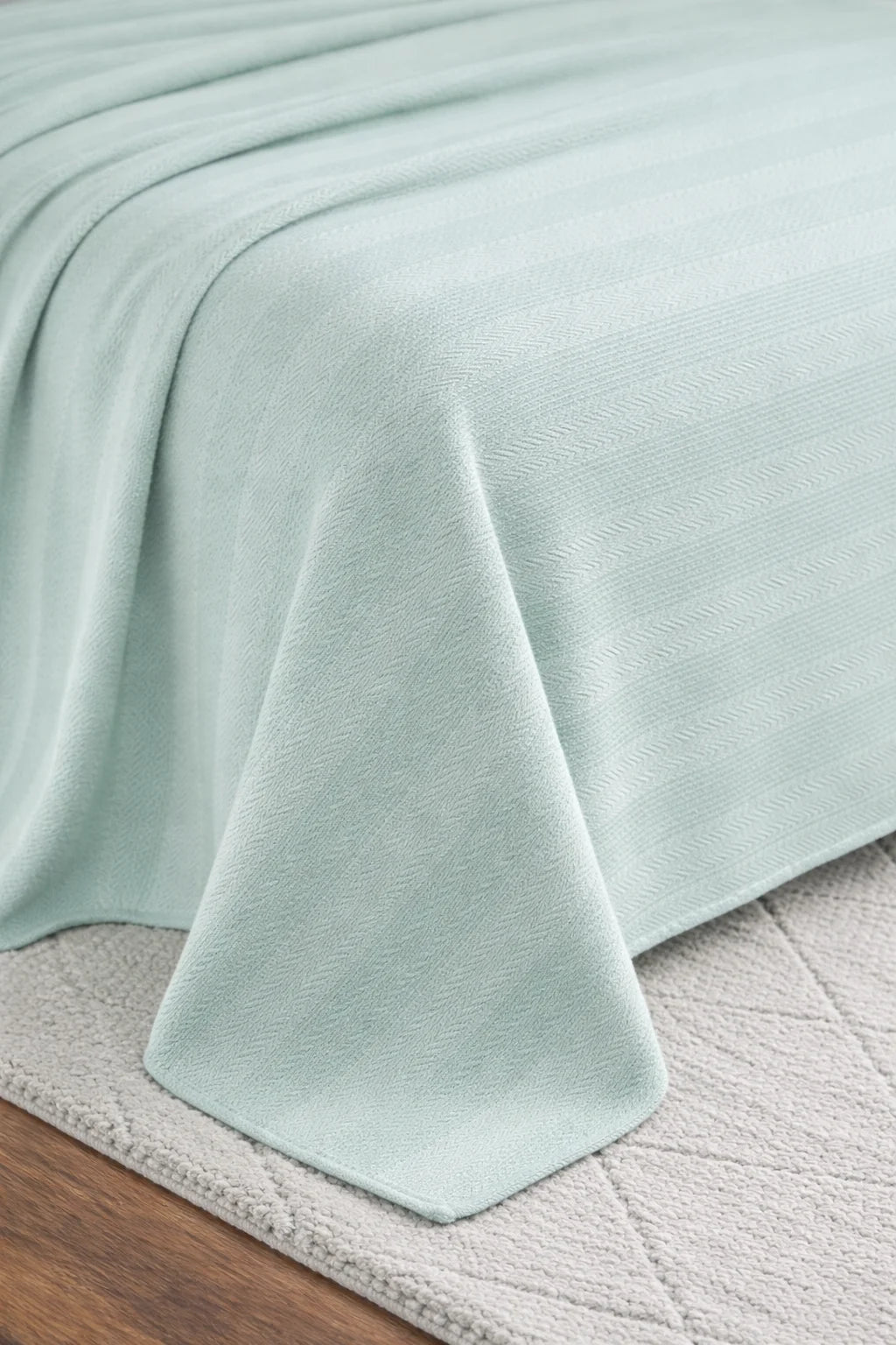 Textured Chevron Woven Cotton Blanket – Cozy All-Season Throw in Rich Teal Green