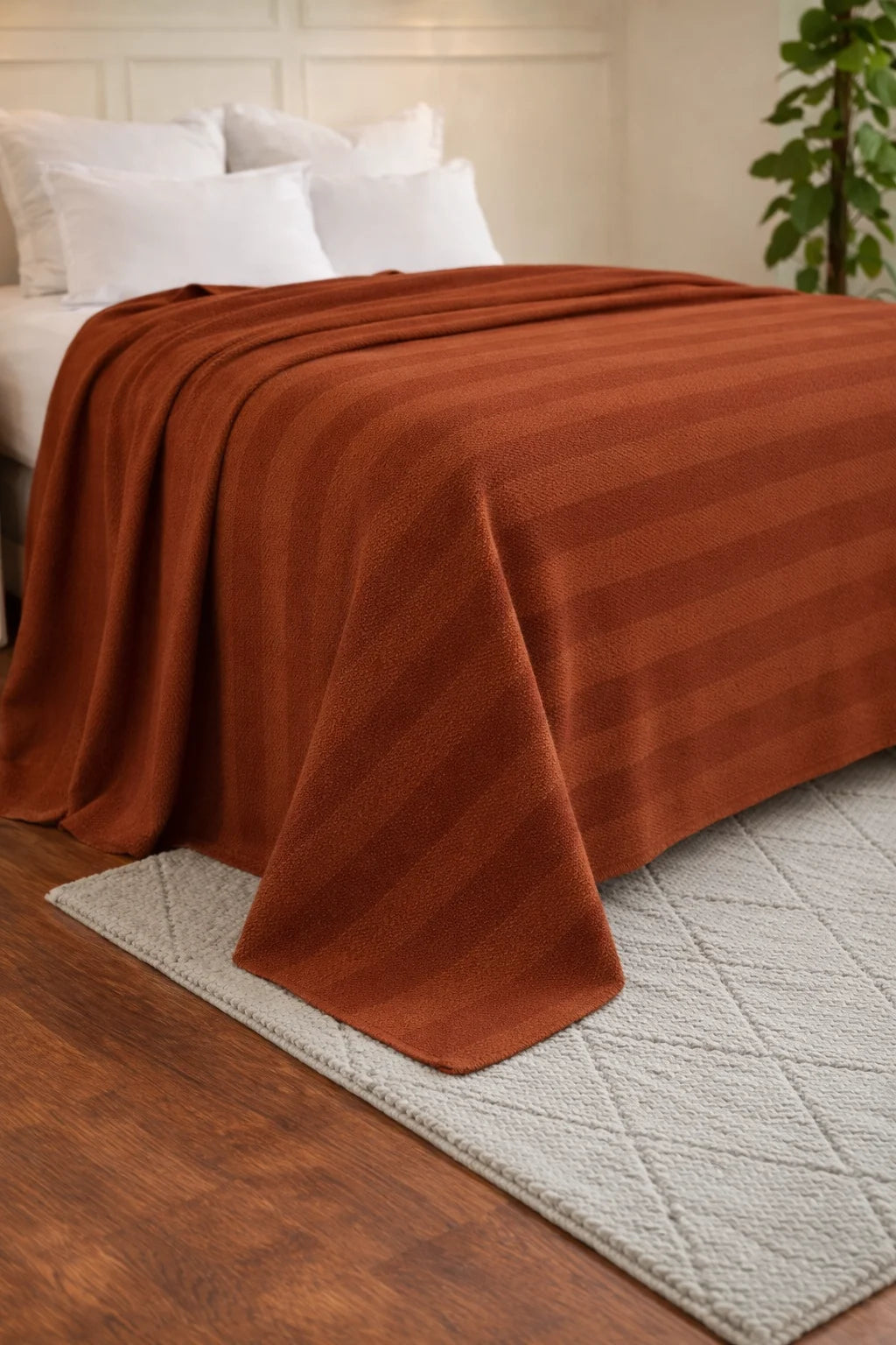 Textured Chevron Woven Cotton Blanket – Cozy All-Season Throw in Rich Brown