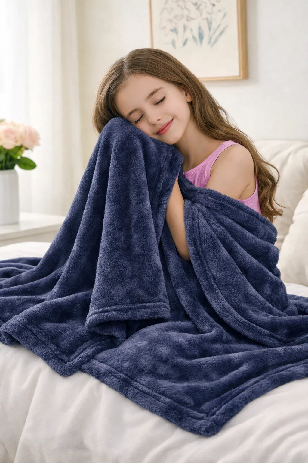 Premium Kids Plush Blanket Navy Blue – 30 x 40 Inches