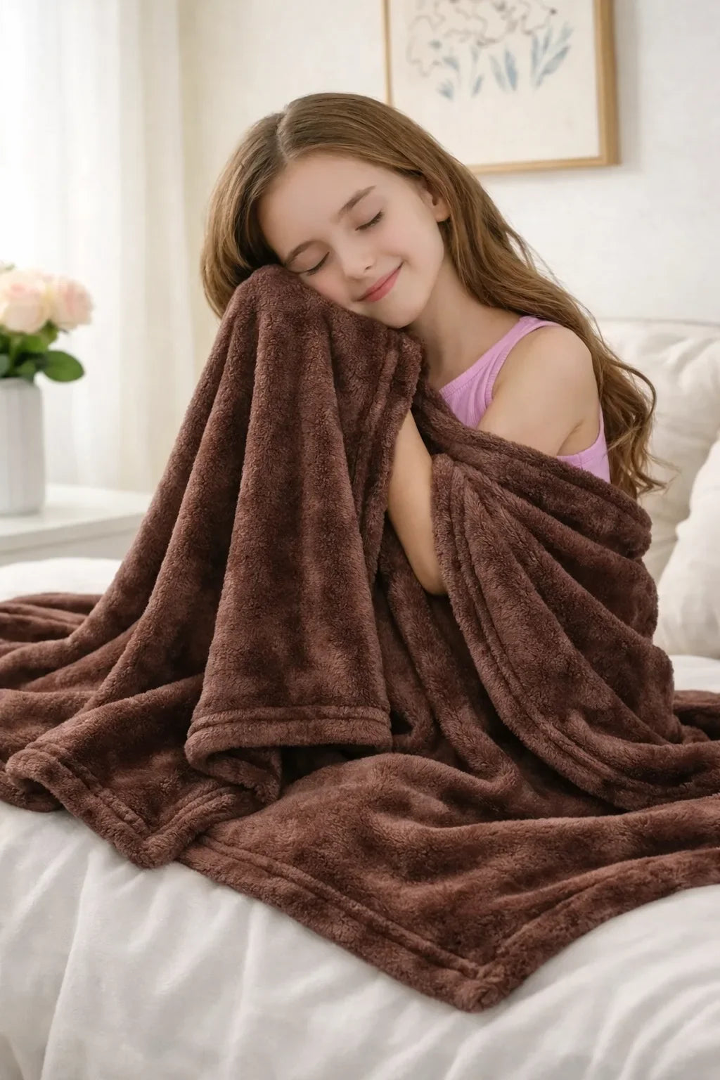 Premium Kids Plush Blanket Dark Brown – 30 x 40 Inches