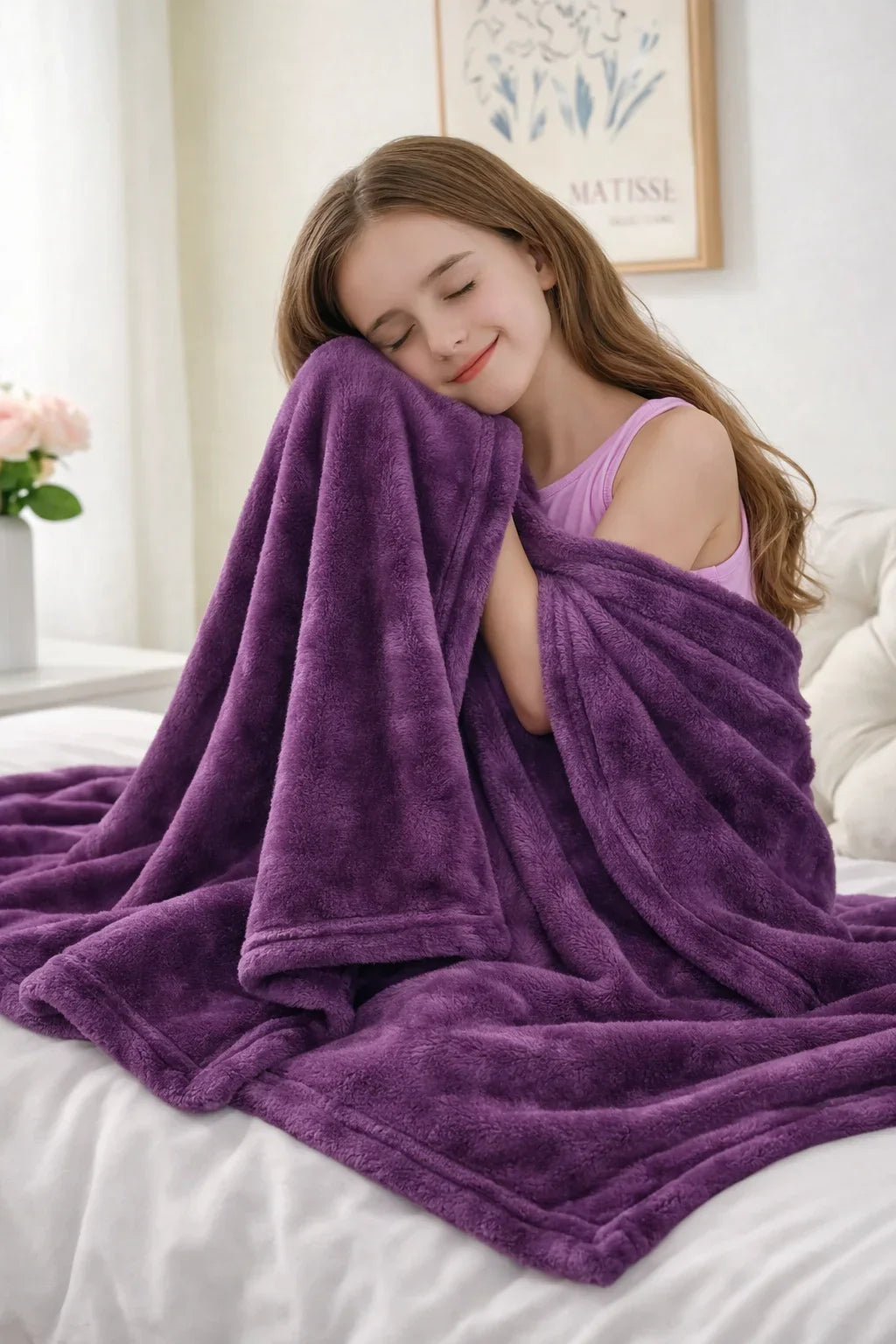 Premium Kids Plush Blanket Purple – 30 x 40 Inches