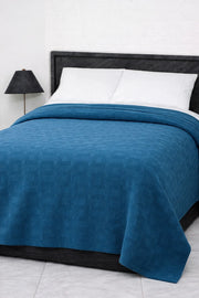 Cozy Deep Blue Geometric Thermal Blanket 72x90 Inches | 300 GSM