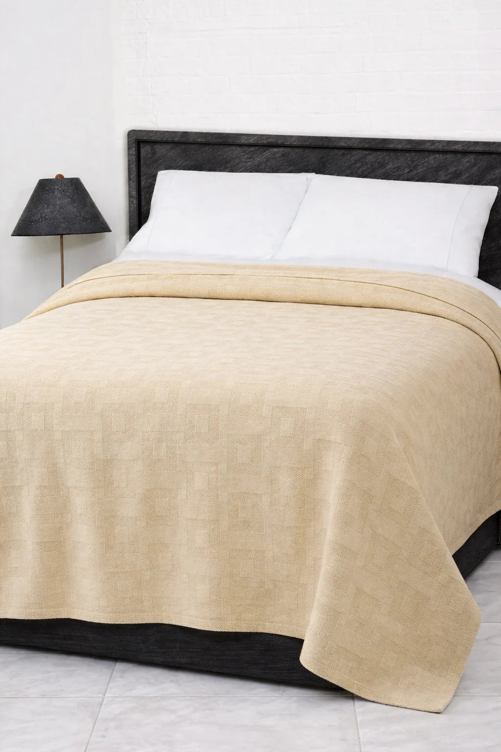 Cozy Beige Geometric Thermal Blanket 72x90 Inches | 300 GSM