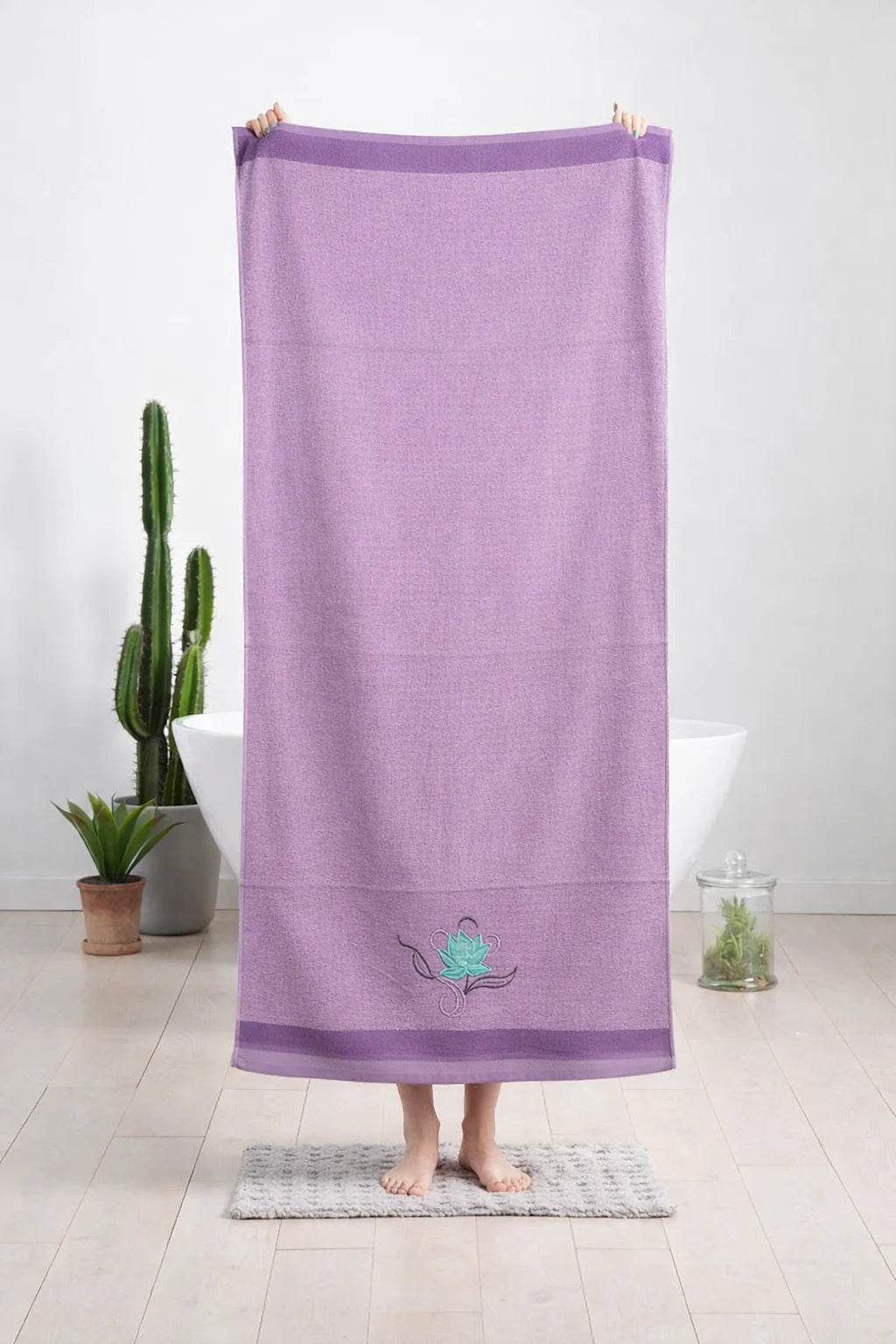 Purple Velvet Embroidery Towel | 30x60 inches | Embroidery Set
