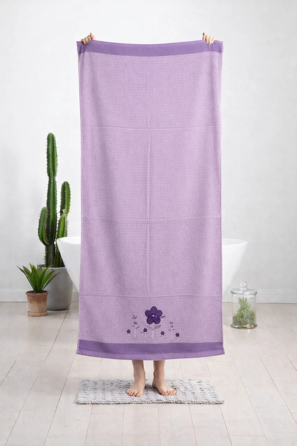 Purple Velvet Embroidery Towel | 30x60 inches | Embroidery Set