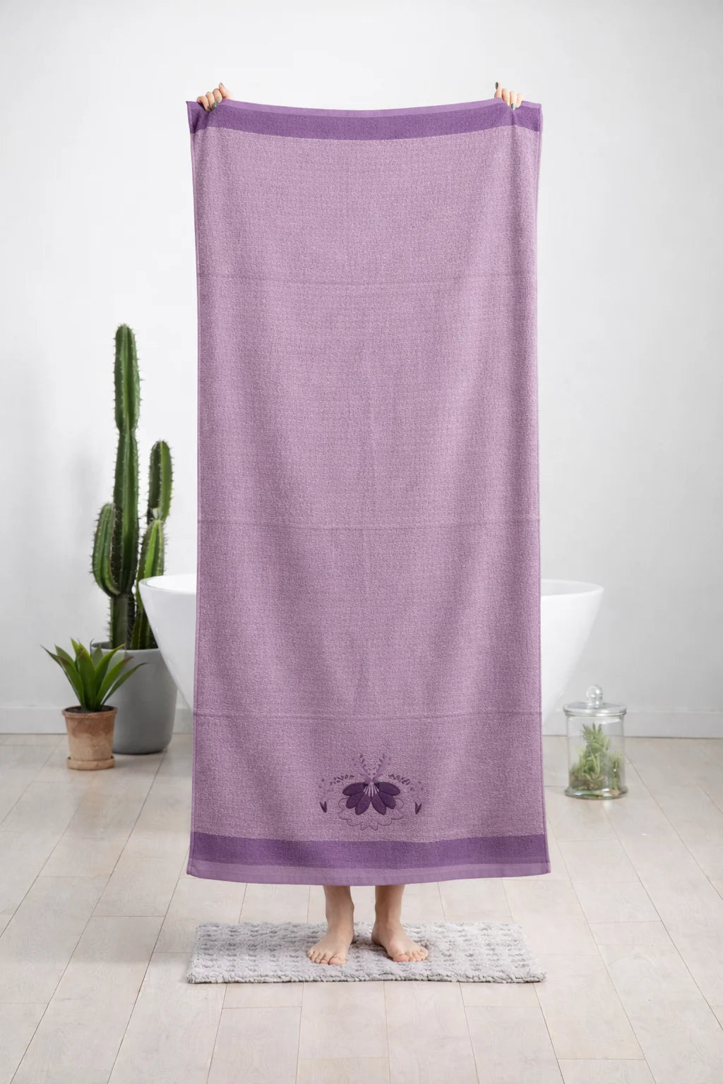 Purple Velvet Embroidery Towel | 30x60 inches | Embroidery Set