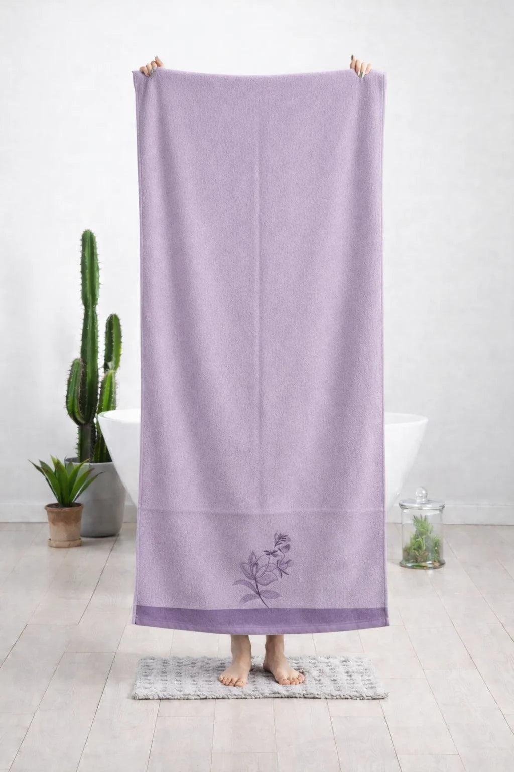 Purple Velvet Embroidery Towel | 30x60 inches | Embroidery Set