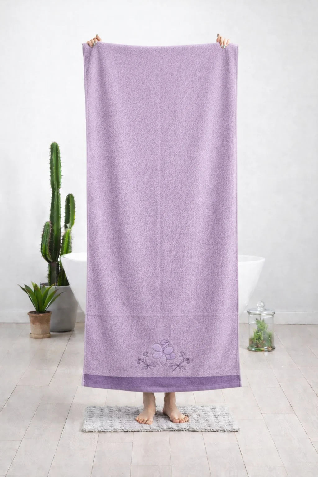 Purple Velvet Embroidery Towel | 30x60 inches | Embroidery Set
