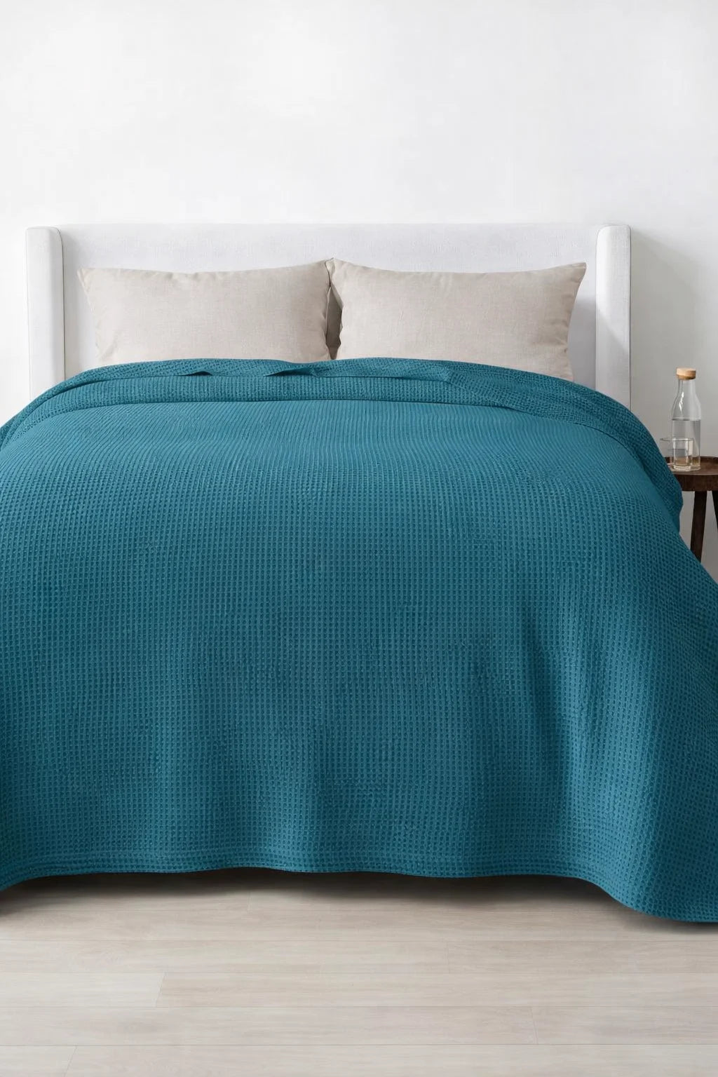 Teal Waffle Blanket Close Weave | Soft, Breathable, Organic Comfort