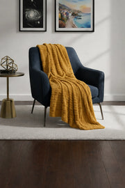 Luxurious Camel  Embossed Blanket | Coral AC Fleece