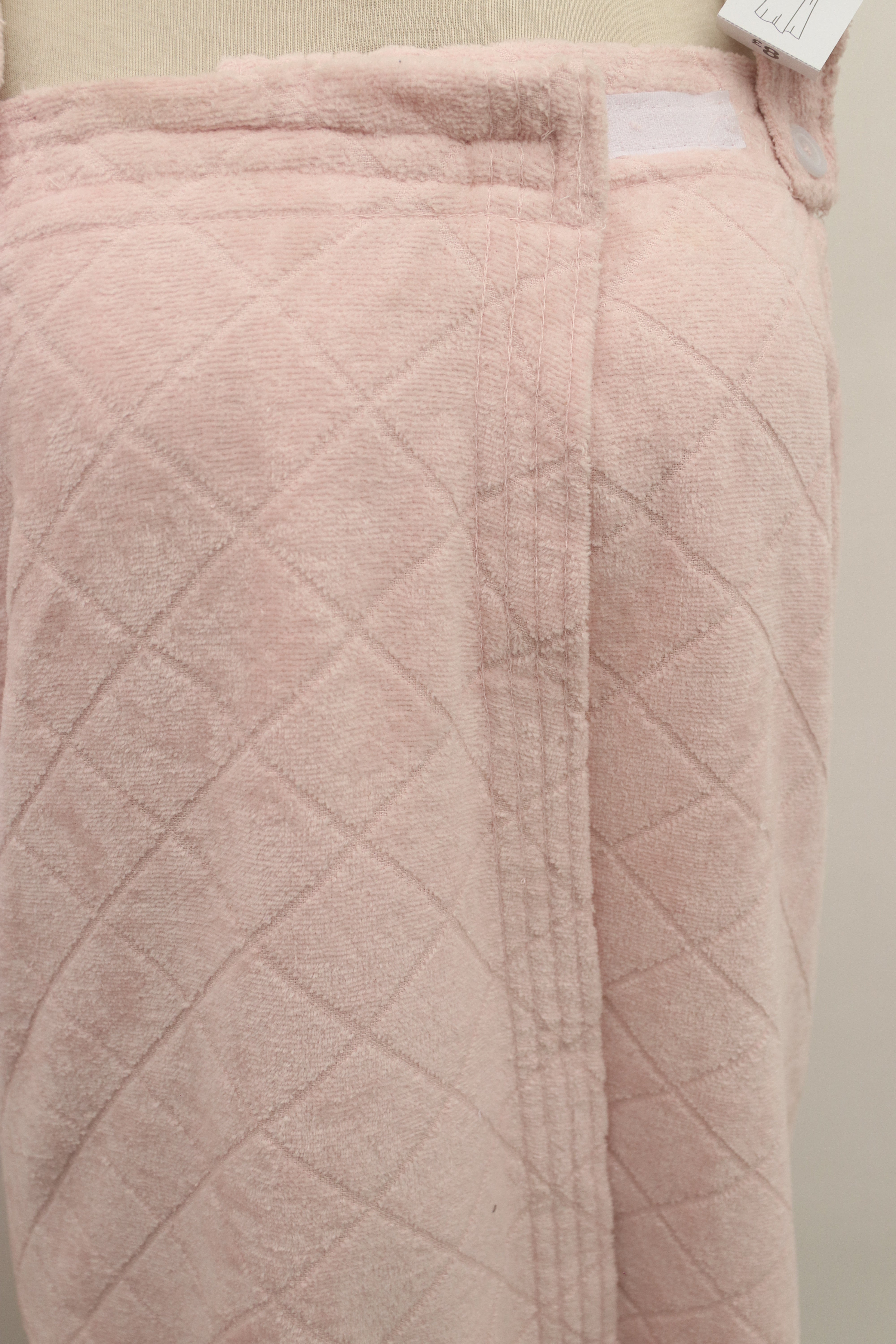 Check box Velvet Shower Wrap with strips | 100% absorption | for Ladies | pink & white