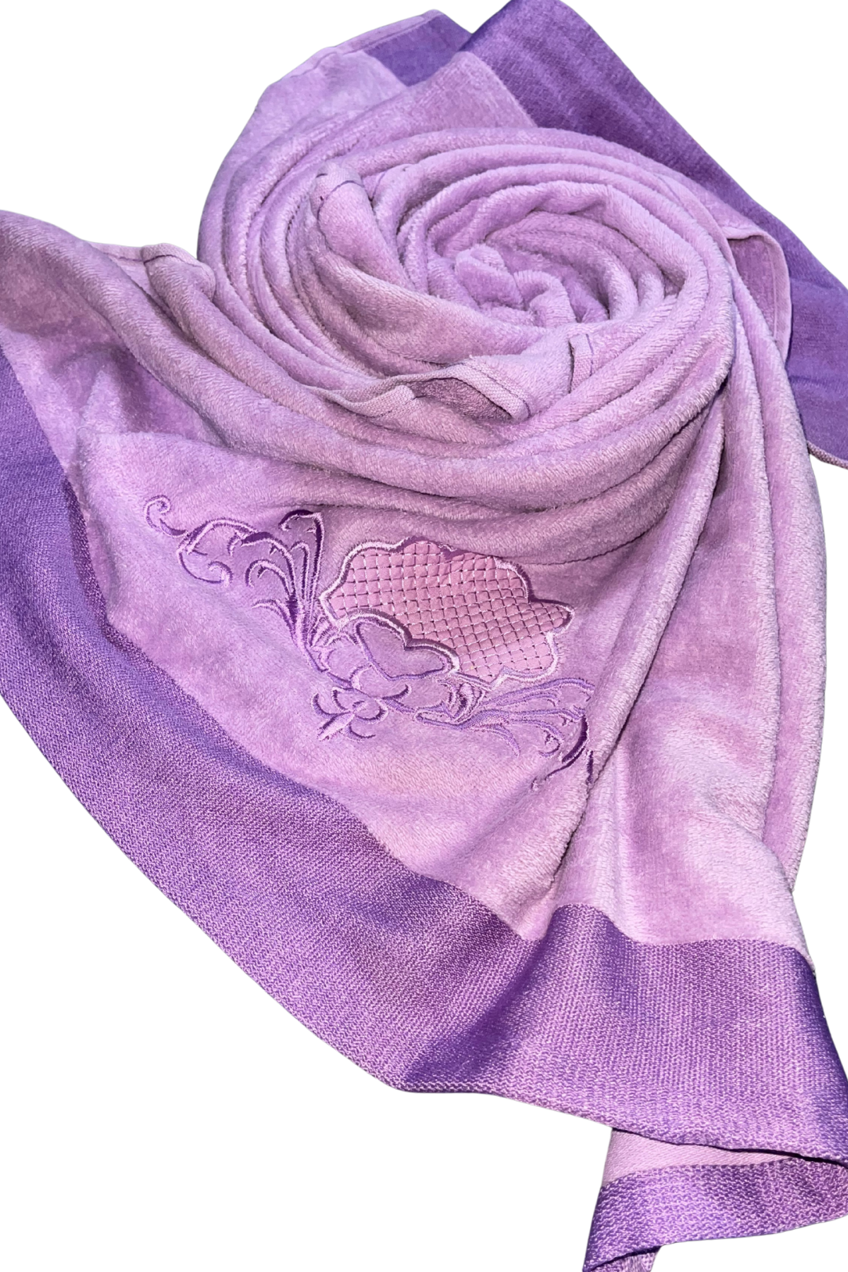 Purple Velvet Embroidery Towel | 30x60 inches | Embroidery Set