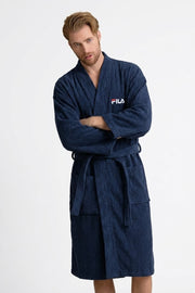 Kimono Branded cotton Bathrobe  |cream & navy blue | couple gift