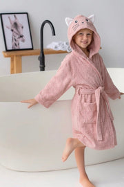 Rabbit Hooded Kids Bathrobe – Peach Terry (Ages 4, 6, & 8)