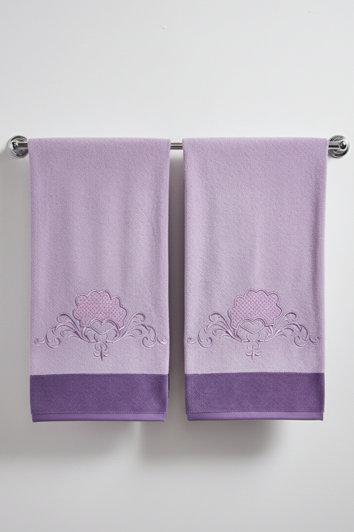Purple Velvet Embroedry Towel pack of 2 | 30x60 inches | Embroedry set SALE