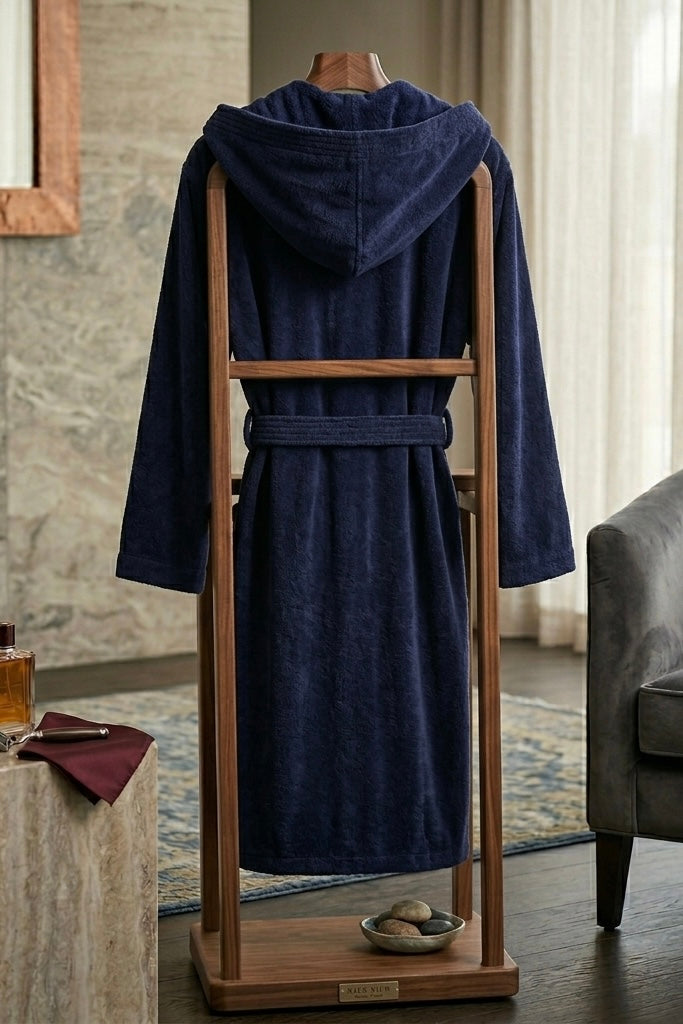 Branded Premium velvet cotton Bathrobe  | Light navy blue | unisex bathrobe
