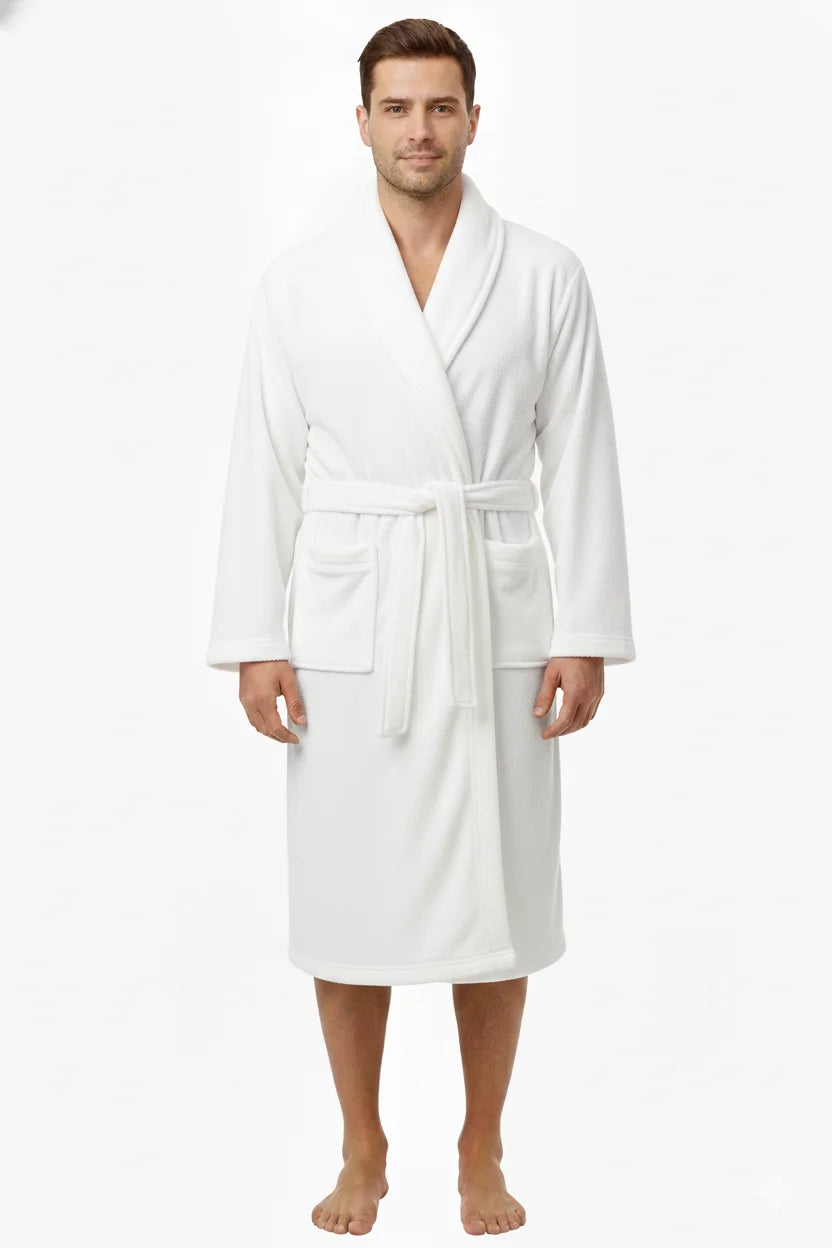 Premium Plush Serenity Fleece Bathrobe – Long Shawl Collar