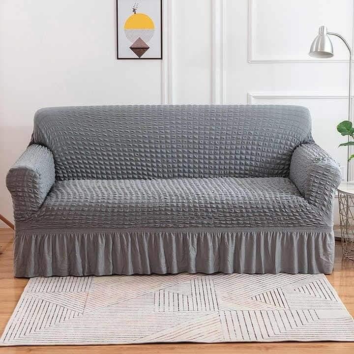Frill Bubble Mesh Sofa Cover (Dark Grey Color)