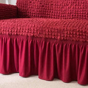 Frill Bubble Mesh Sofa Cover (Maroon Color)