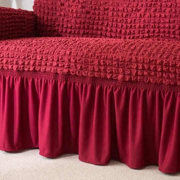 Frill Bubble Mesh Sofa Cover (Maroon Color)