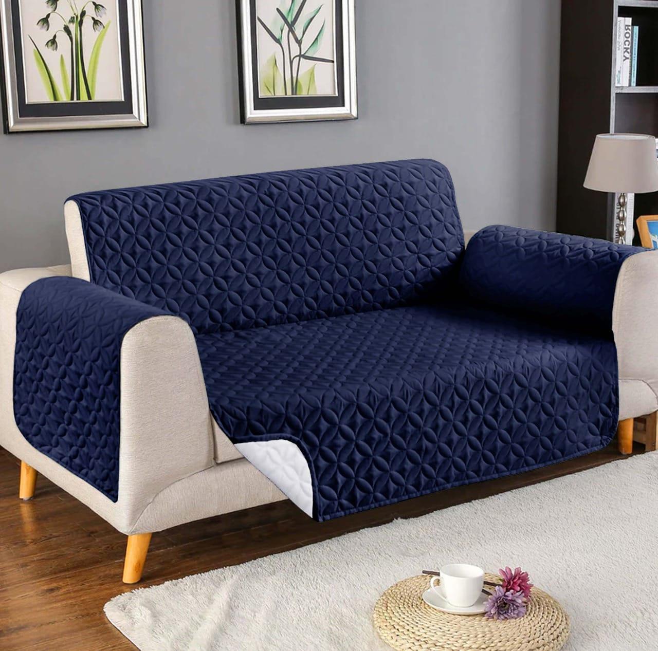 Ultrasonic Quilted Sofa Protector (Navy Blue)
