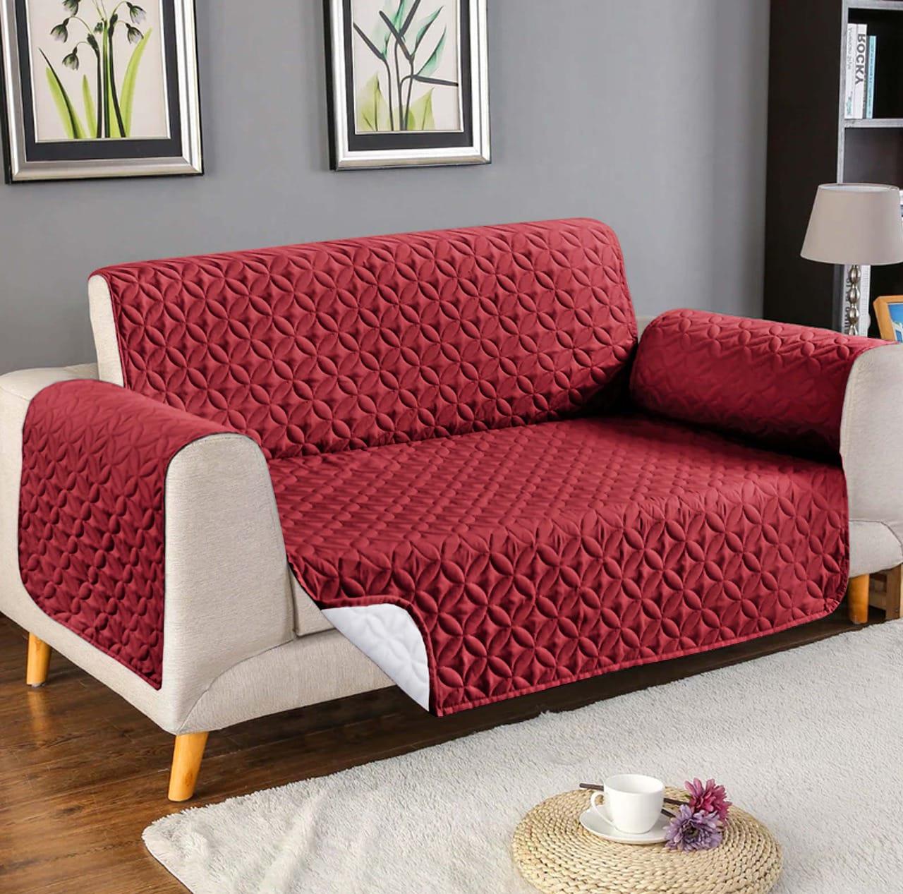 Ultrasonic Quilted Sofa Protector (Maroon Colour)