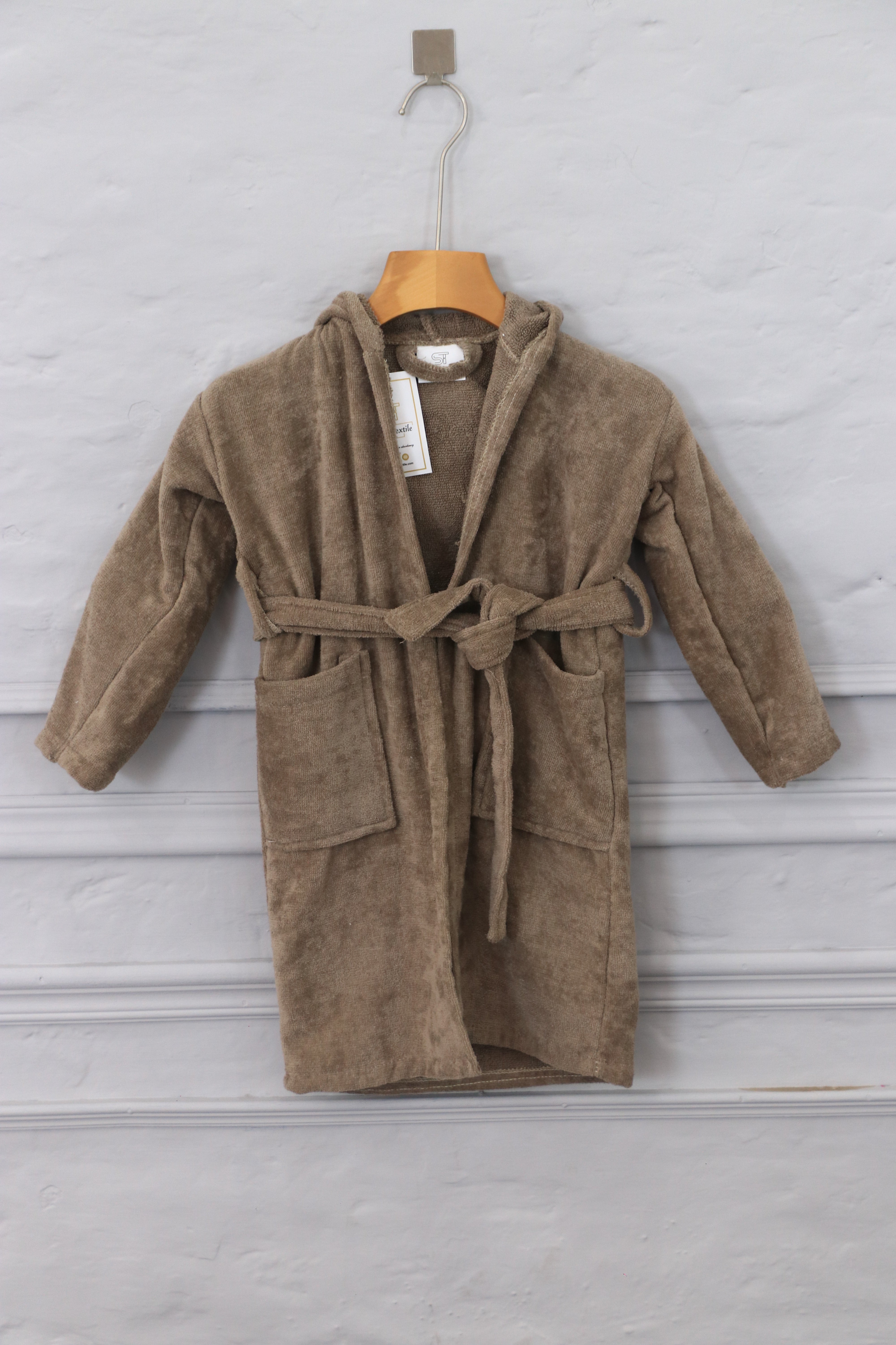 Kids Cotton Velvet Bathrobes (Beige)