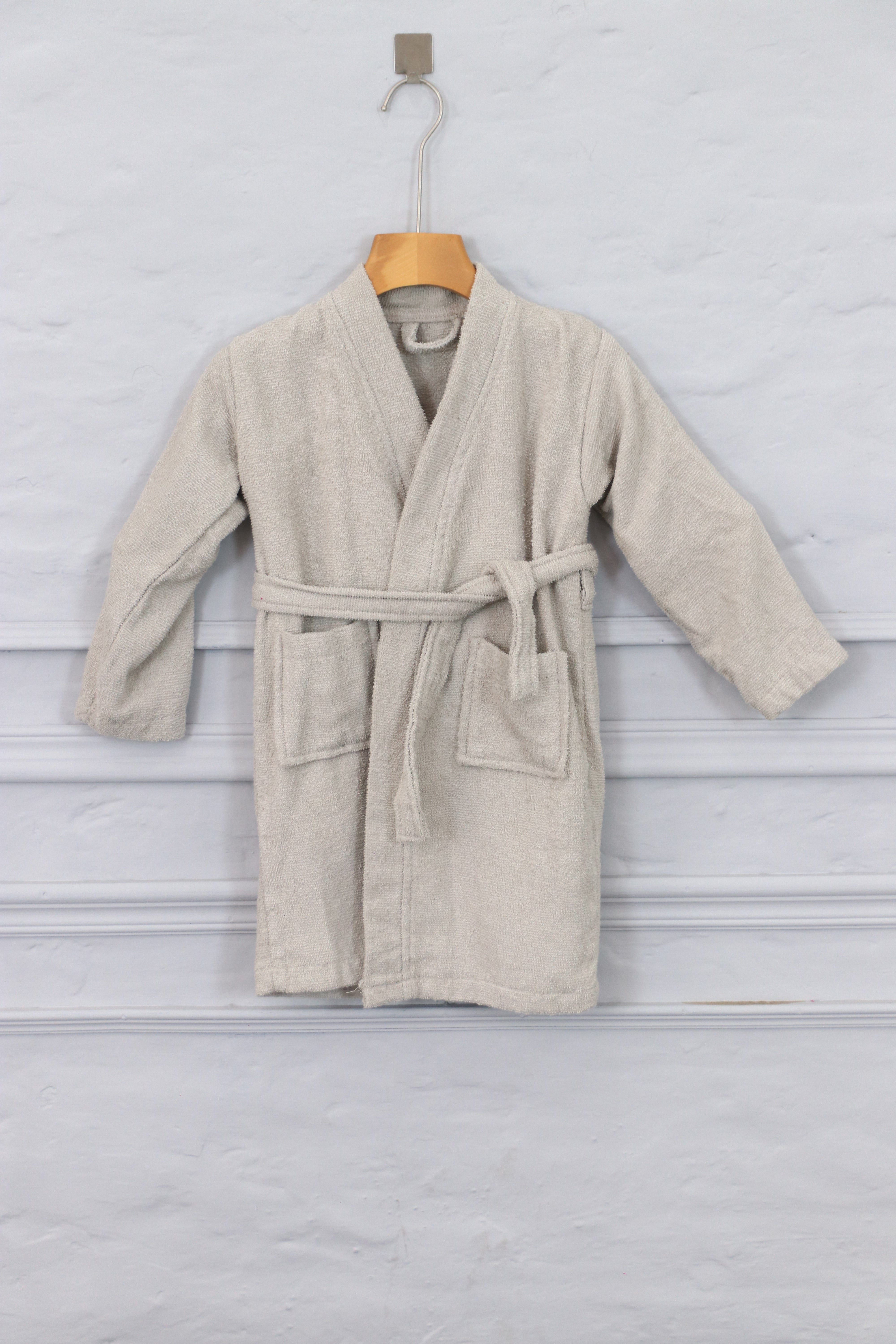 Kids Cotton Velvet Bathrobes (Light Grey)