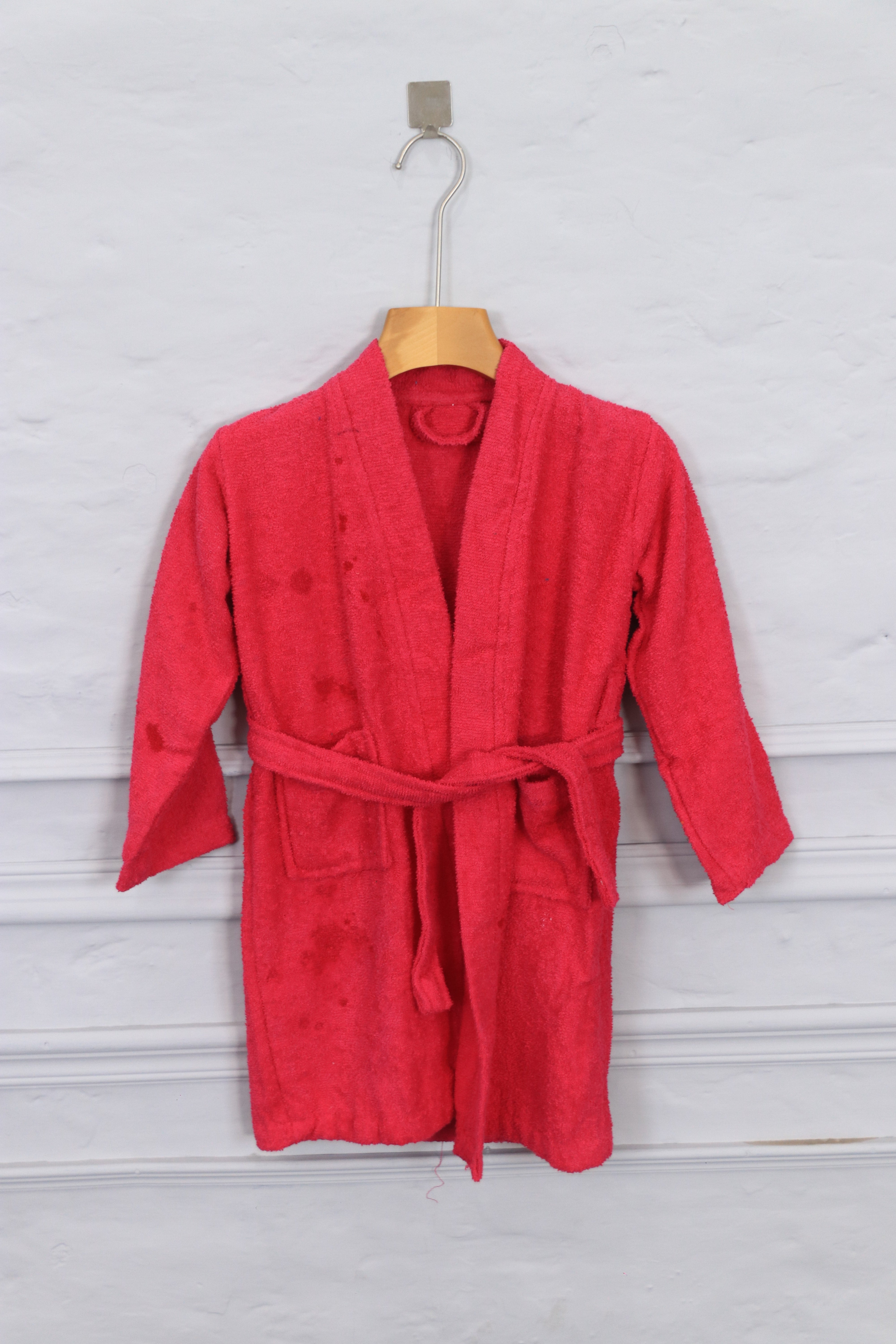 Kids Cotton Velvet Bathrobes (Dark Pink)