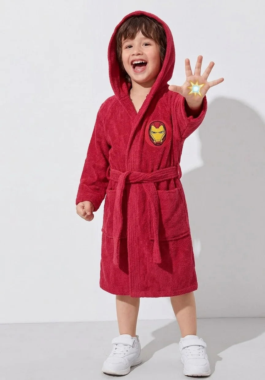 Iron Man Hooded Kids Bathrobe – Red (Ages 4, 6, 8, 10, 12 & 14 Years)