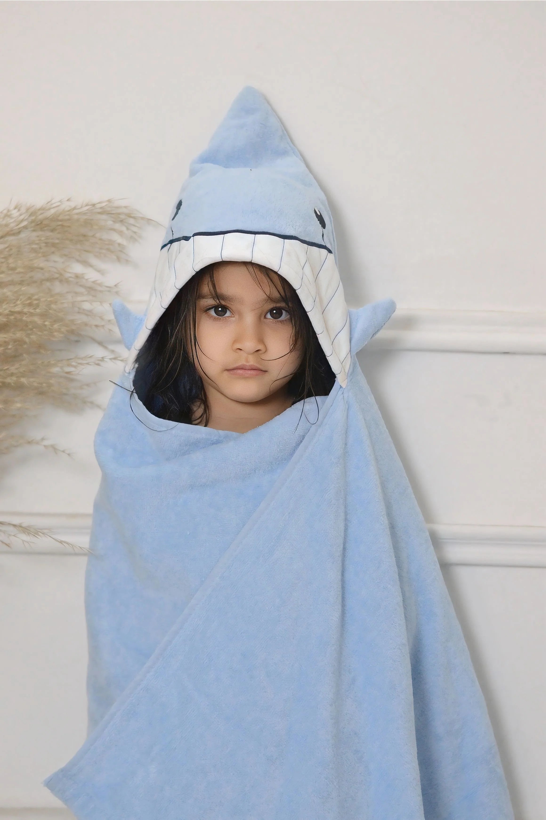 Kids Hooded warping sheet Towel Blue Fish Hooded Towel