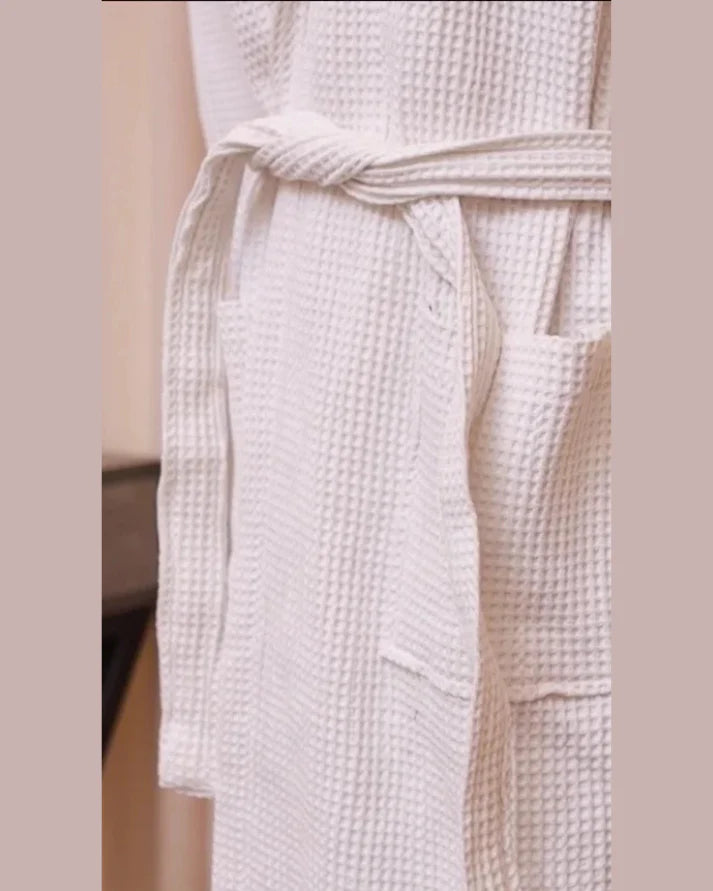 Luxury White Versace Waffle Bathrobe – Designer Unisex Robe