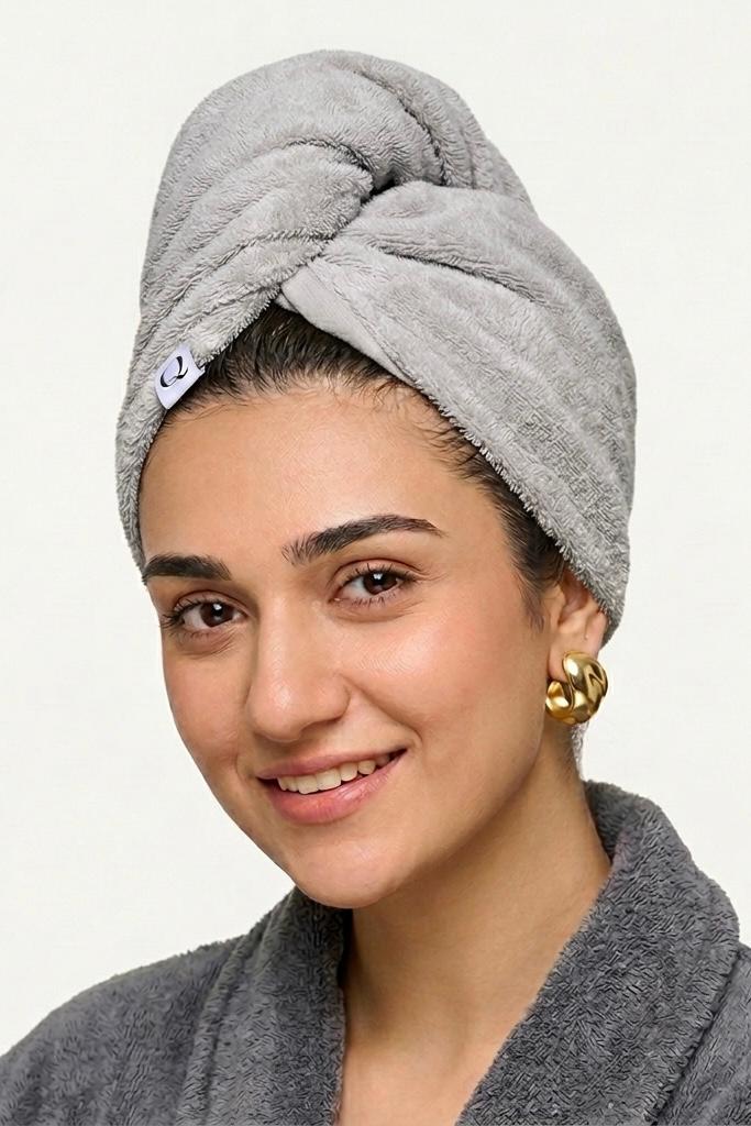 Luxury Velvet Cotton Hair Turban Towel | Fast Drying, Soft & Comfortable Fit